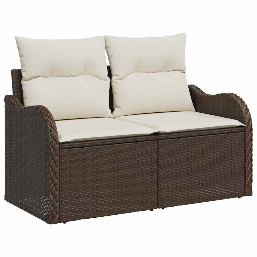 Gartensofa mit Kissen Braun 121 x 62 x 69cm Poly-Rattan